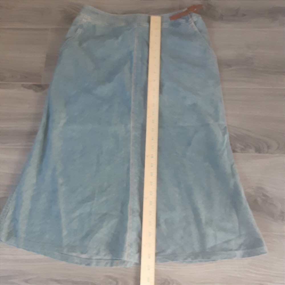 Ralph Lauren Jeans Co. Vintage 90s Sz 4 Denim Midi Skirt Leather Strap Closure - Picture 3 of 13